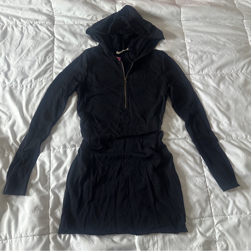 Bear Dance Black Hooded Sweater Dress